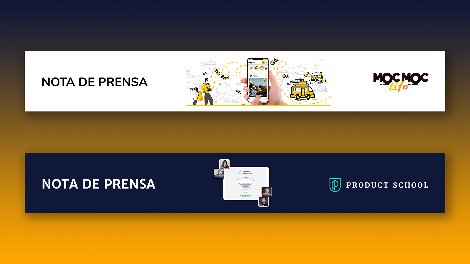 Cabeceras notas de prensa MocMoc Life y Product School