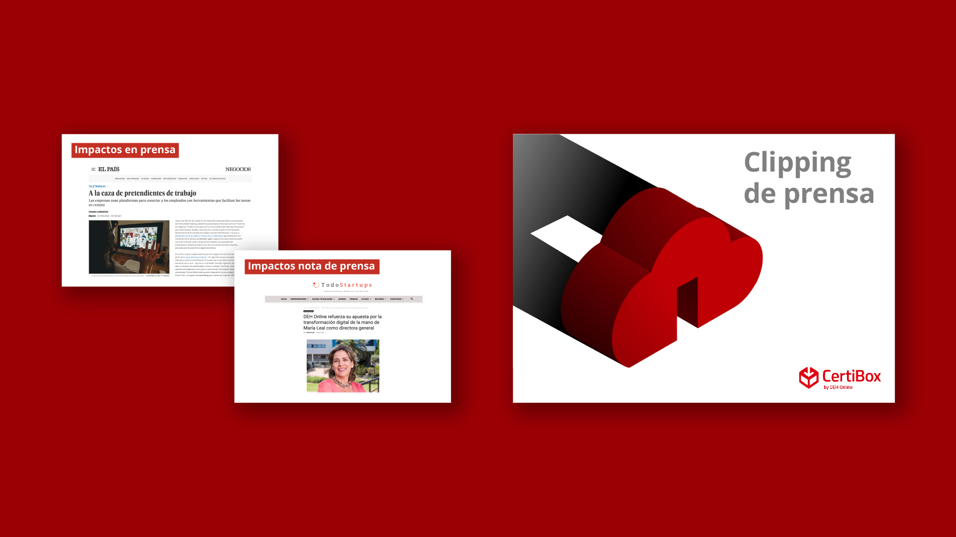 Interiores y contraportada del clipping de prensa de CertiBox by DEH Online