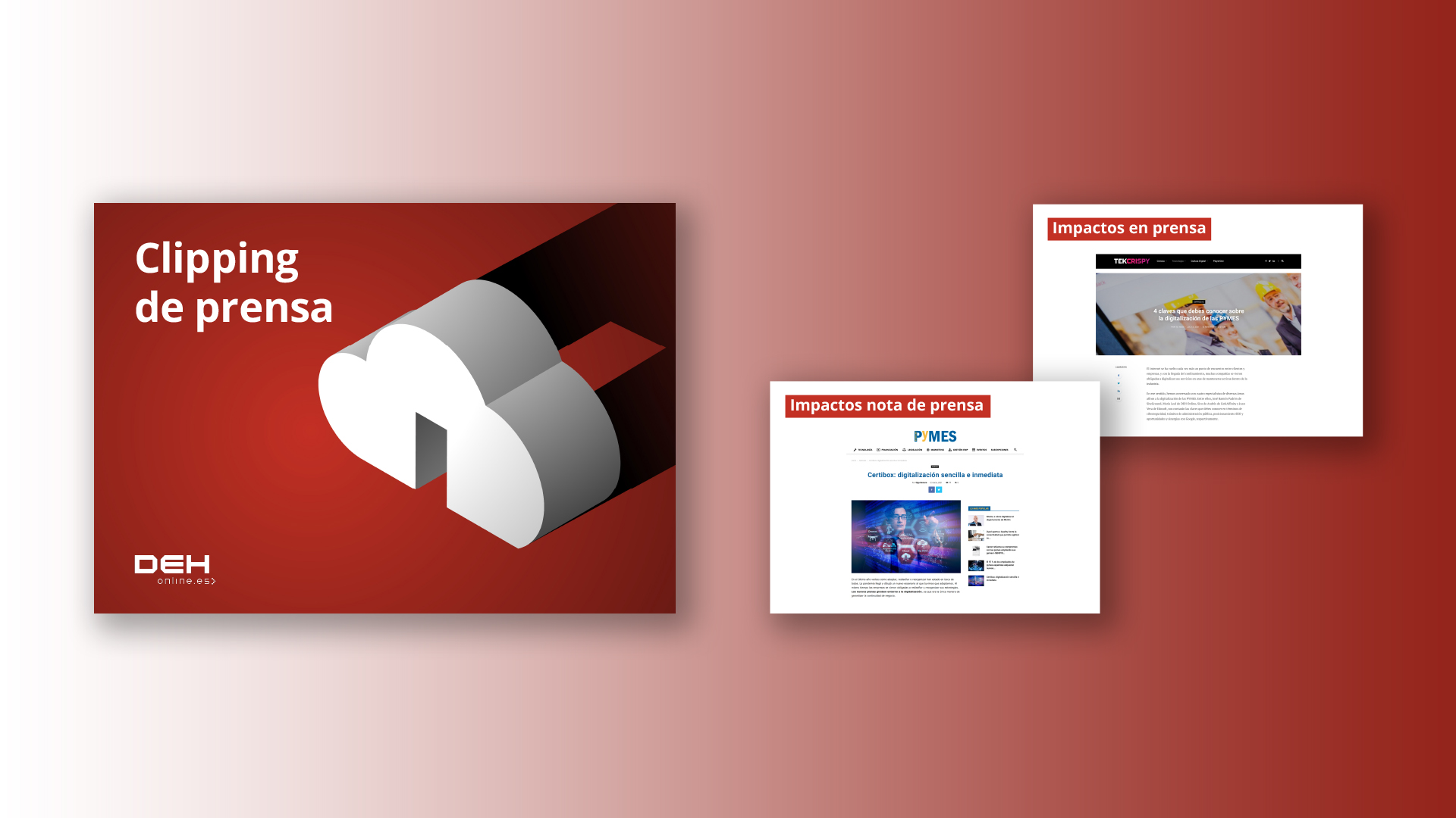 Portada e interiores del clipping de prensa de DEH Online