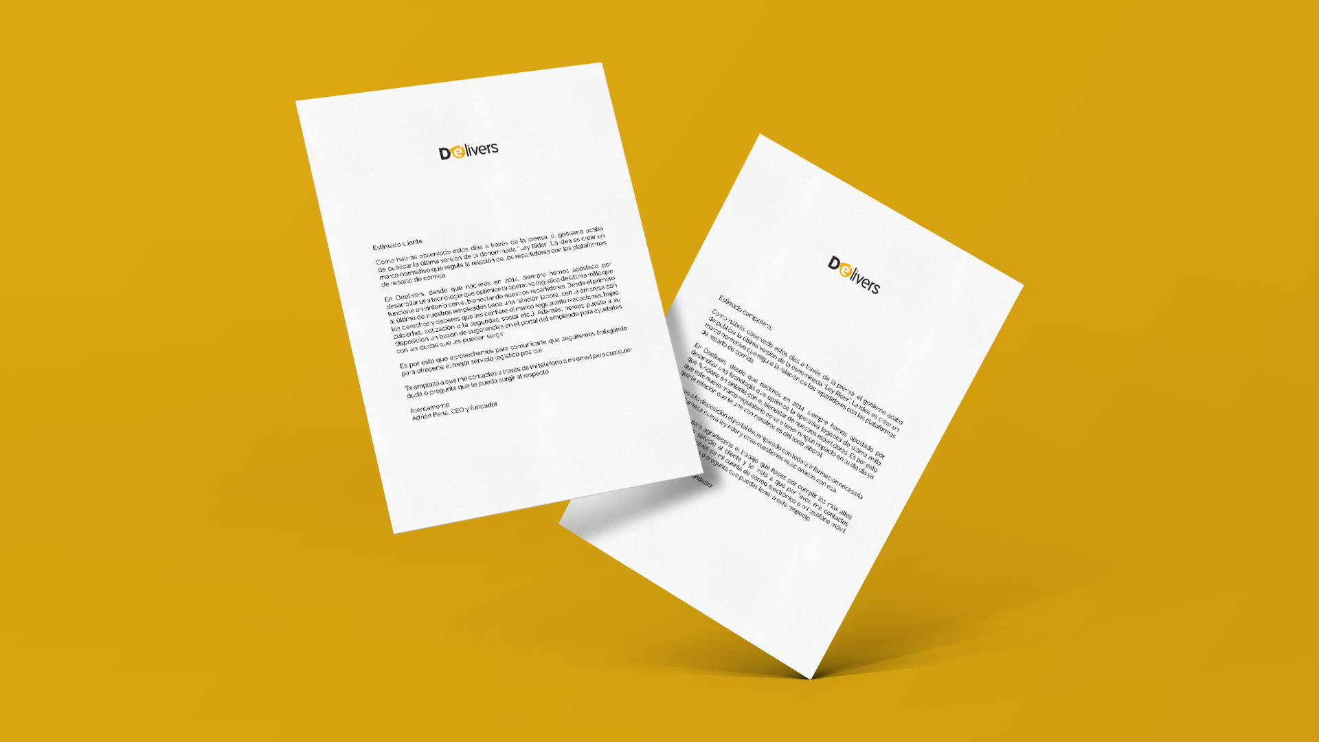 Mockup de los documentos 'Ley Rider' para clientes y repartidores