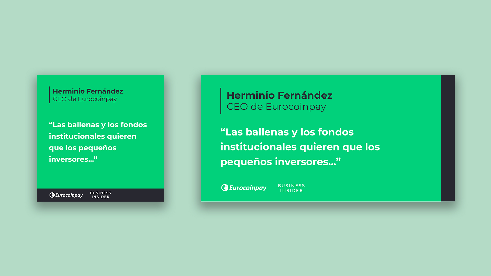 Creatividad para RRSS con fondo verde de una frase extraída de una entrevista en medios de comunicación