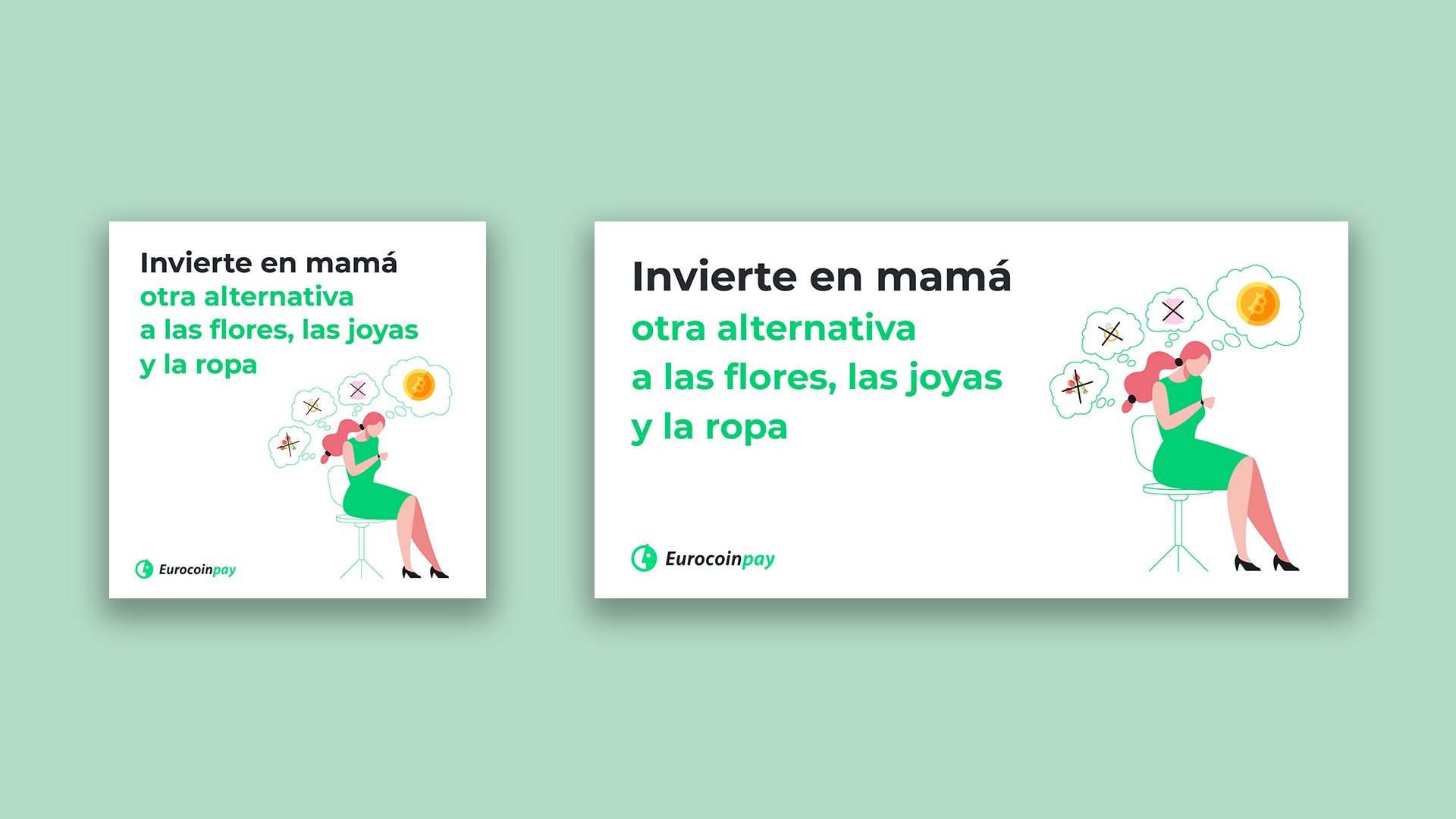 Creatividad para RRSS celebrando el día de la madre y promoviendo un mayor uso de Eurocoinpay