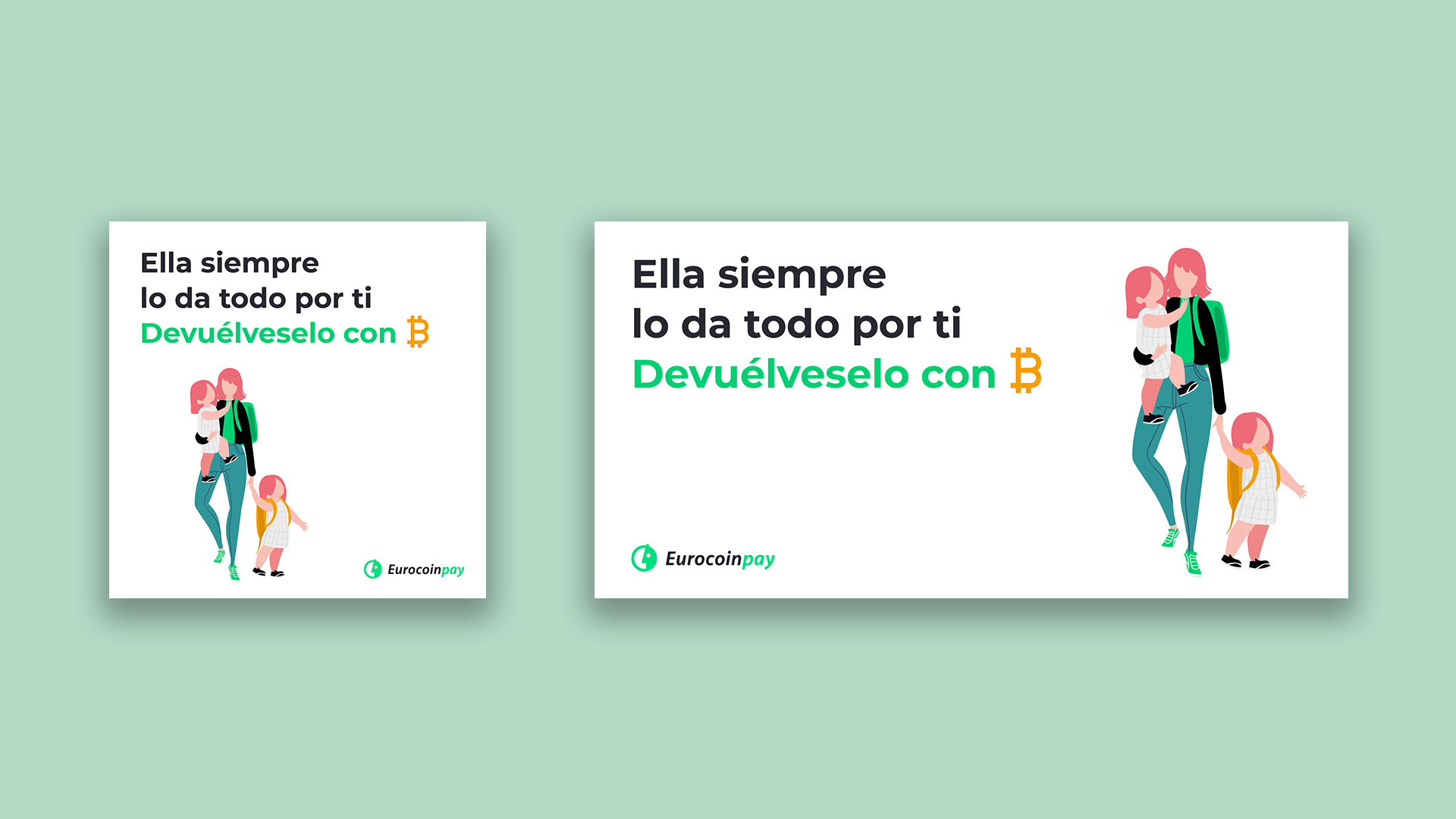 Creatividad para RRSS celebrando el día de la madre y promoviendo un mayor uso de Eurocoinpay