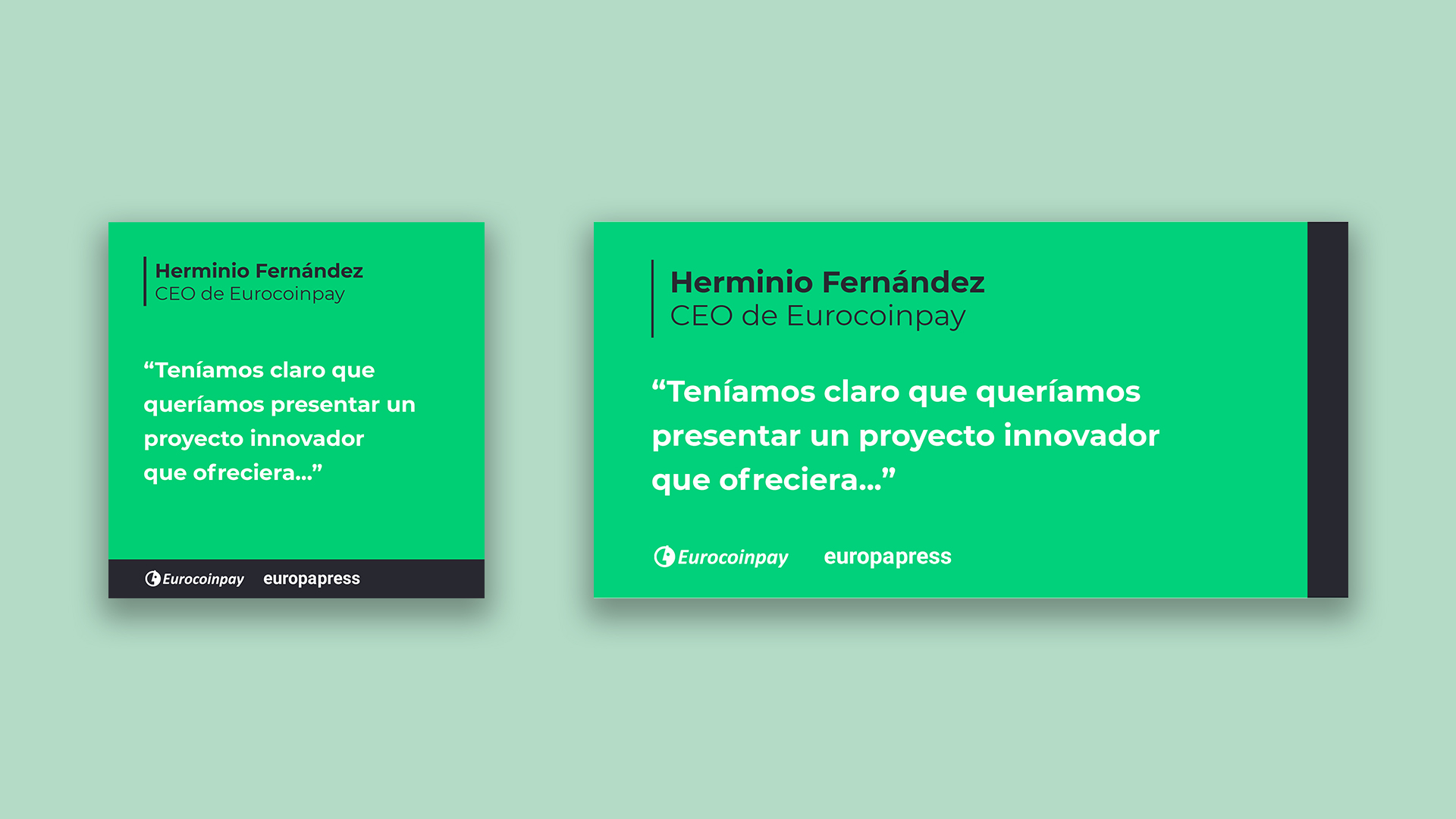 Creatividad para RRSS con fondo verde de una frase extraída de una entrevista en medios de comunicación