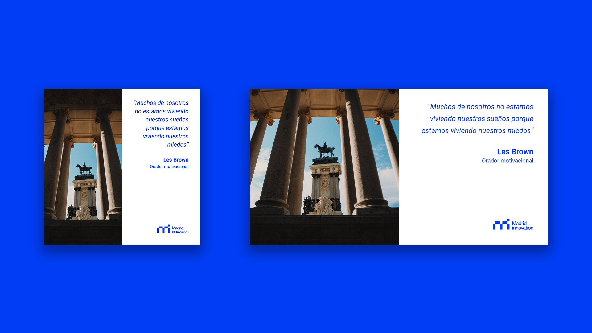 Creatividad para Instagram, Twitter y LinkedIn. En ella aparece una frase sobre sueños con una fotografía de Madrid