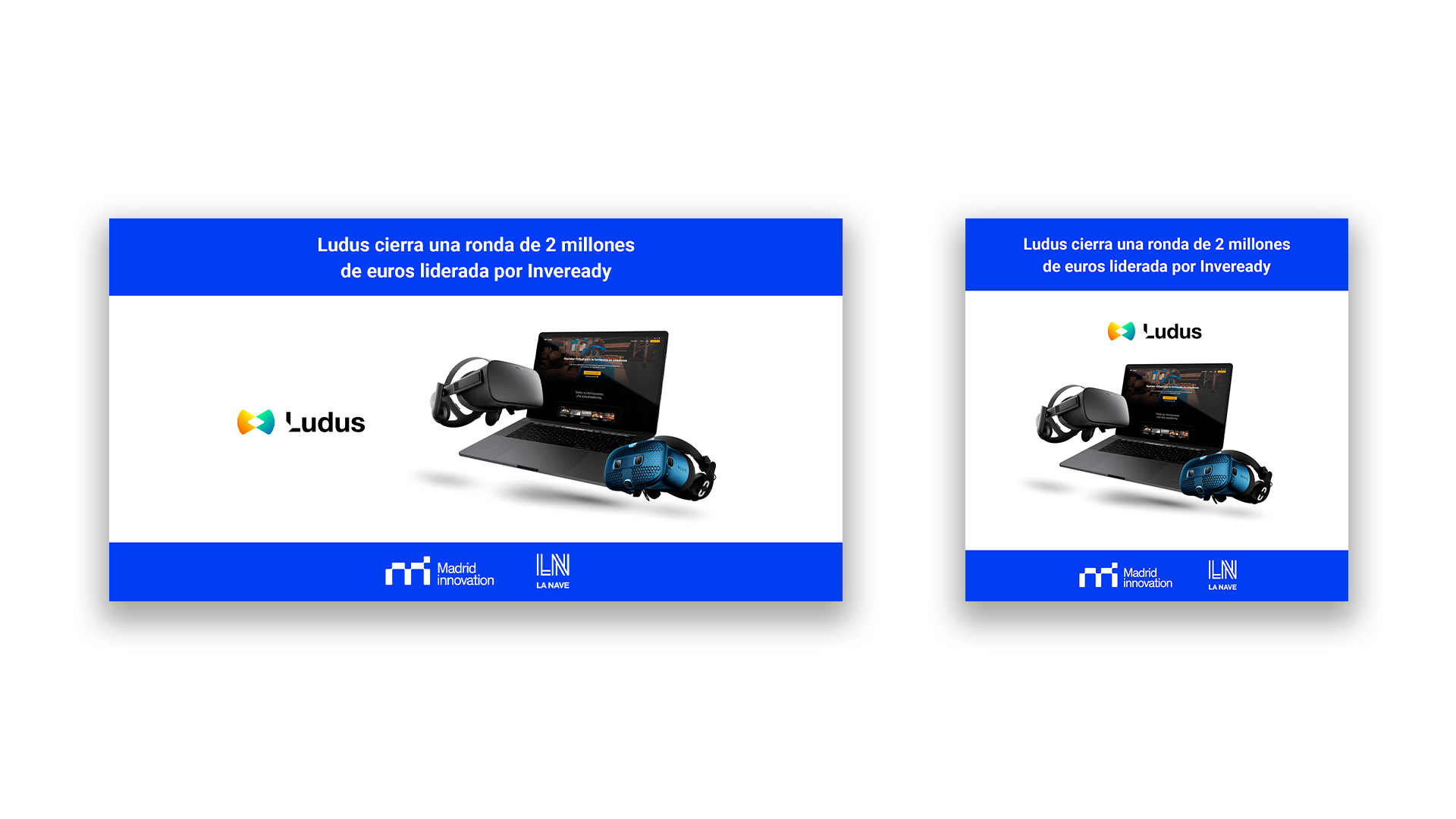 Creatividad para Twitter, LinkedIn e Instagram titulada: 'Ludus cierra una ronda de dos millones de euros liderada por Inveready'