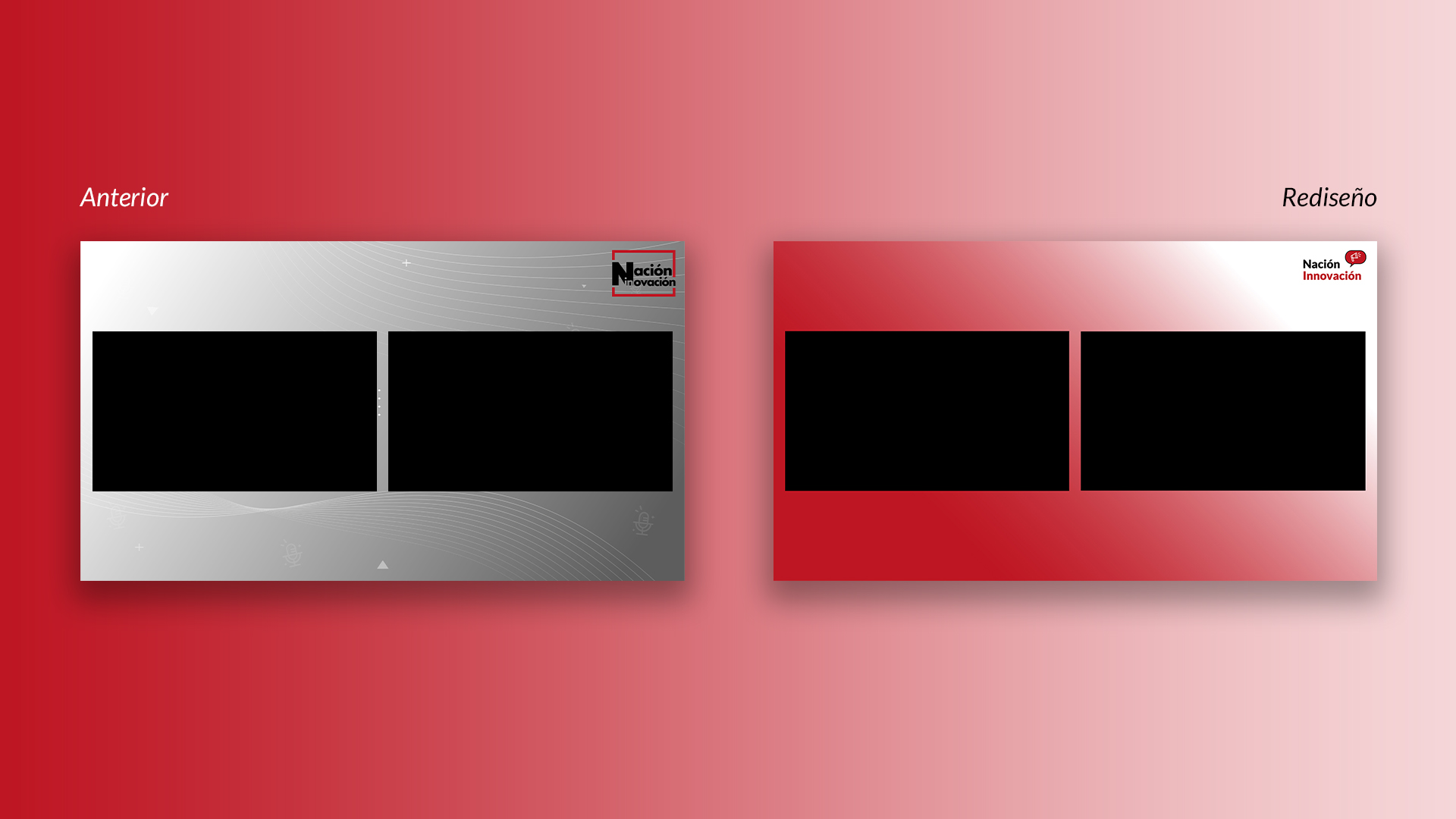 Comparación entre fondo rediseñado del programa 'Nación Innovación' para StreamYard y su anterior versión