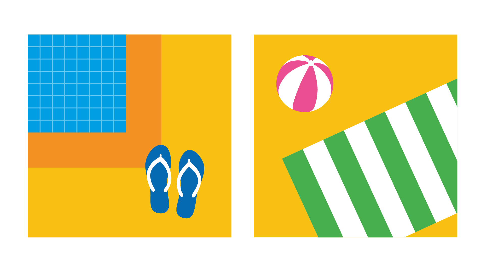 Primer par de ilustraciones cuadradas de 'Summer vacation'