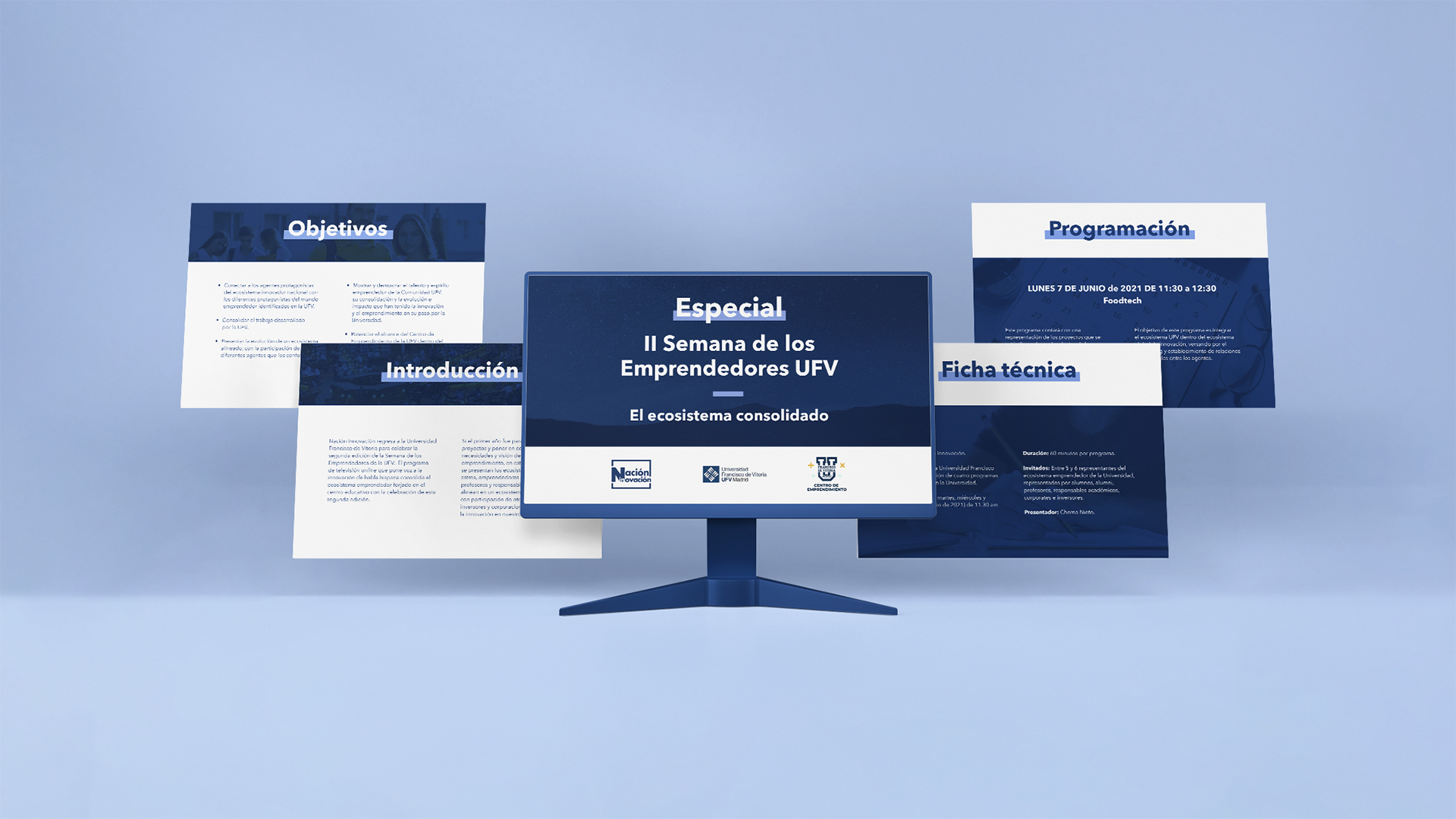 Mockup del dossier 'II Semana de los Emprendedores UFV'